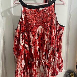 Ashley Stewart Red and White Graphic Shirt